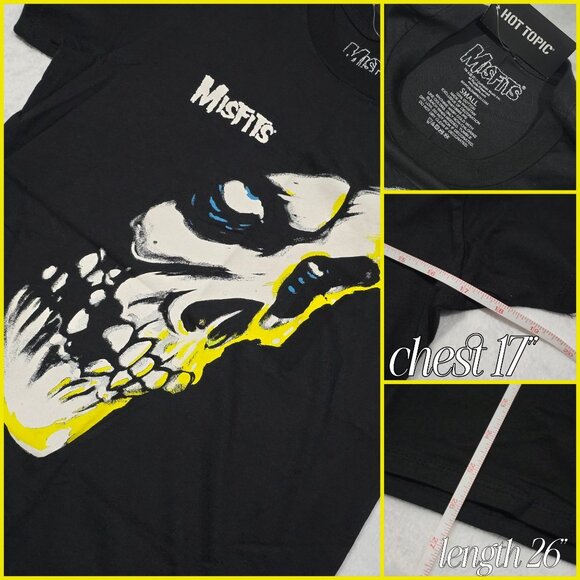 Misfits ✦ Skull Graphic T-Shirt ✦ by Hot Topic S Black Cotton Short Sleeve NWT - Picture 4 of 4